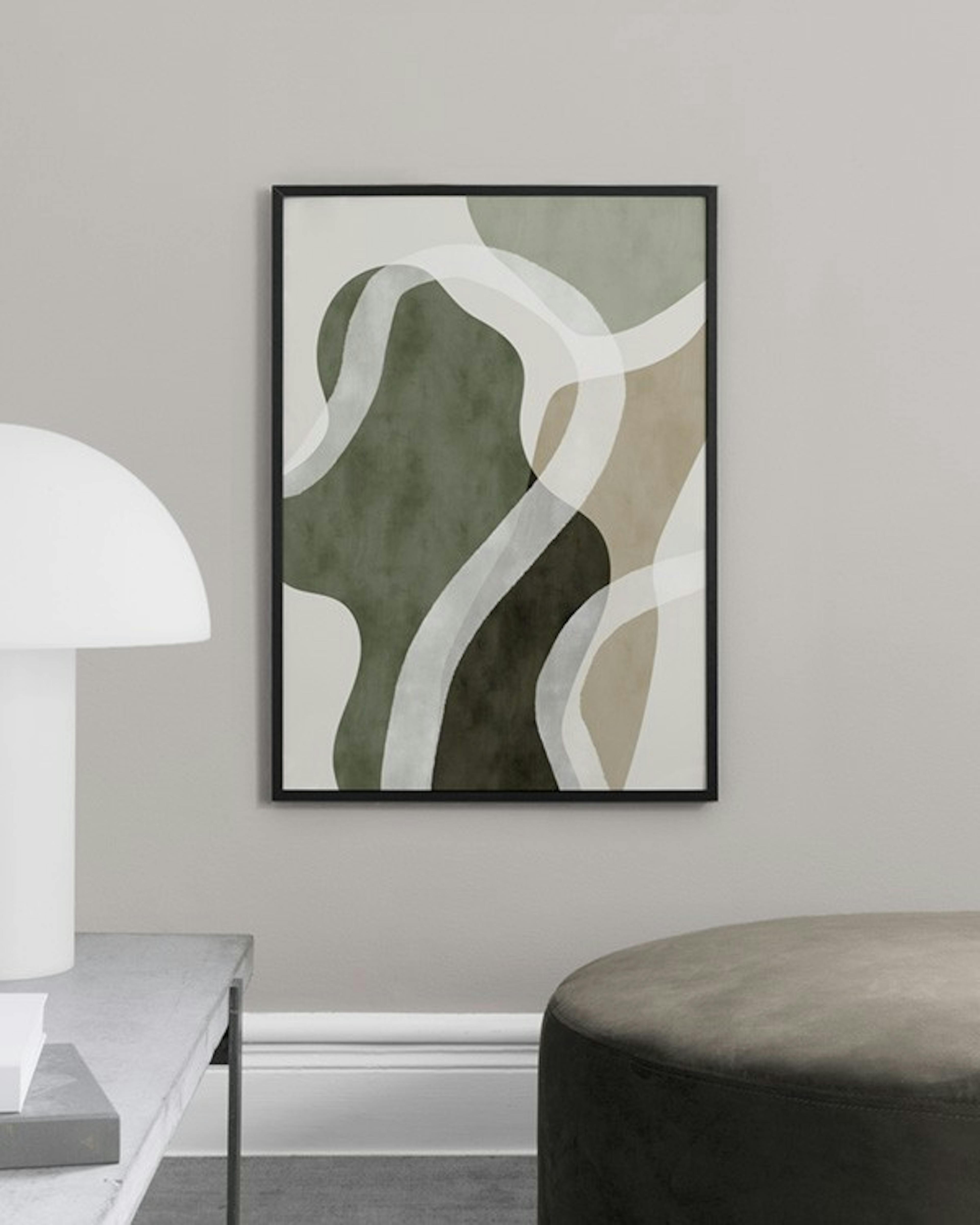 Abstract Green Shapes No1 Print