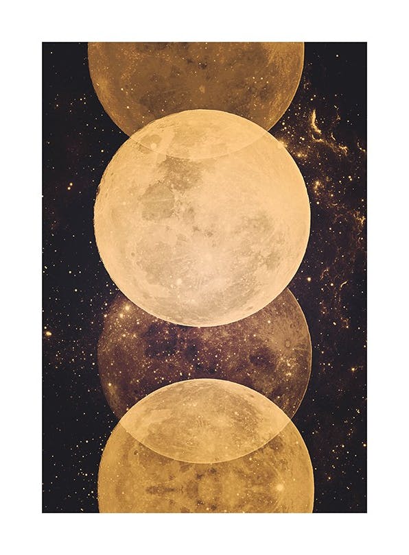 Gold Moon Phases Affiche (30x40 cm)