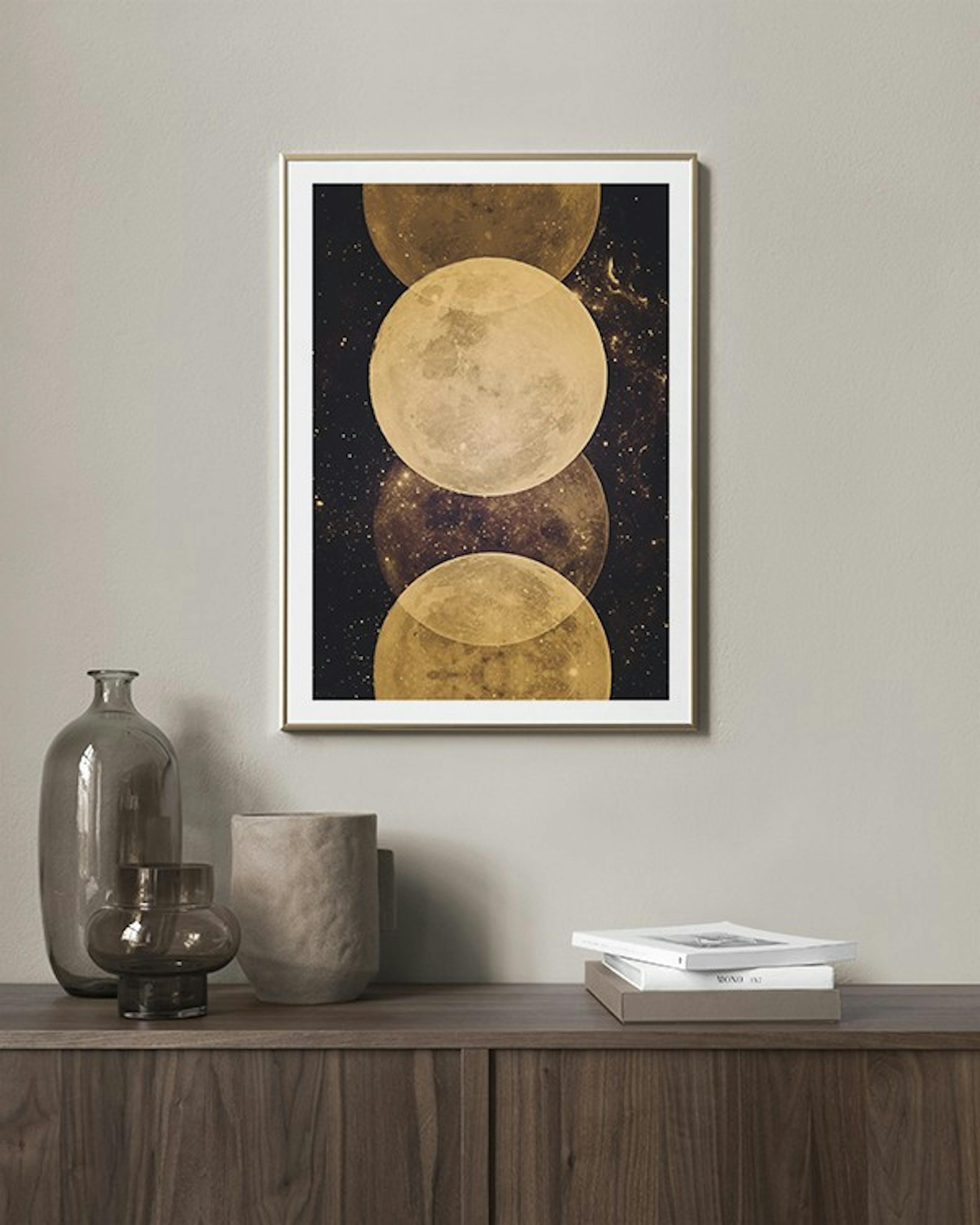 Gold Moon Phases Print