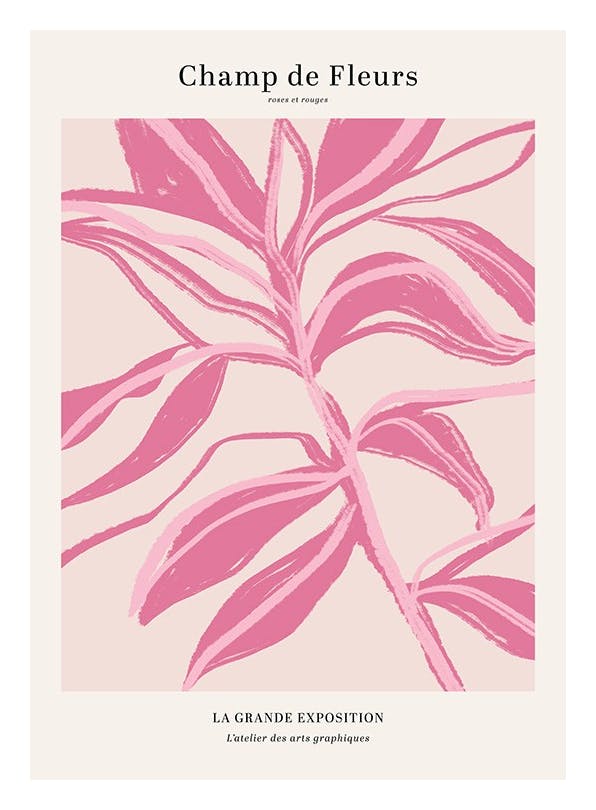 Pink Floral Illustration Poster (30x40 cm) - Poster