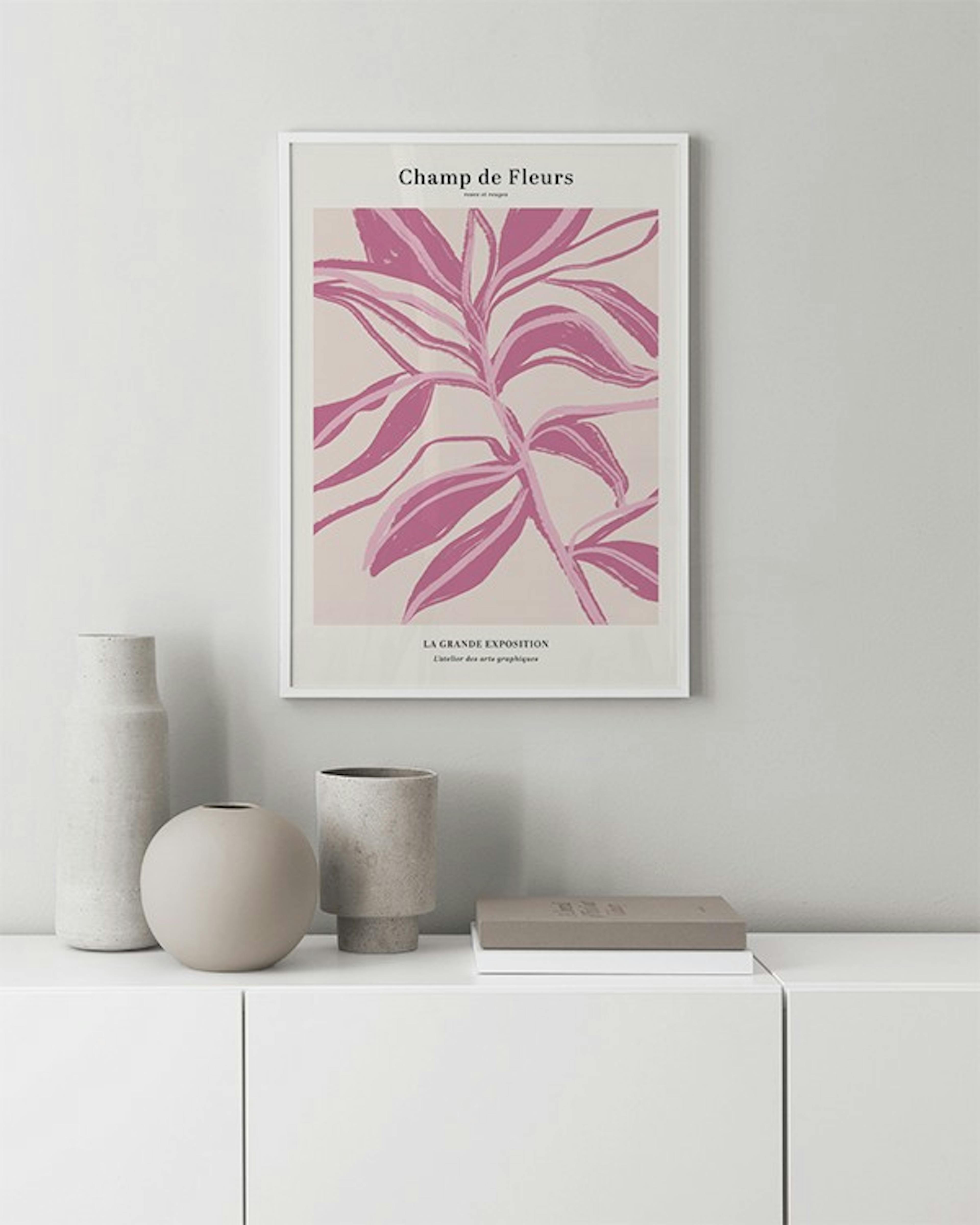 Pink Floral Illustration Poster