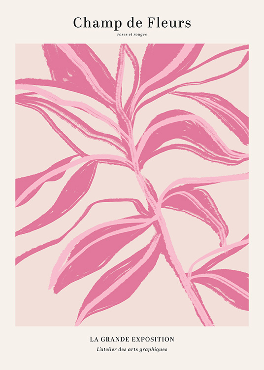Pink Floral Plakat - Illustreret lyserød - desenio.dk