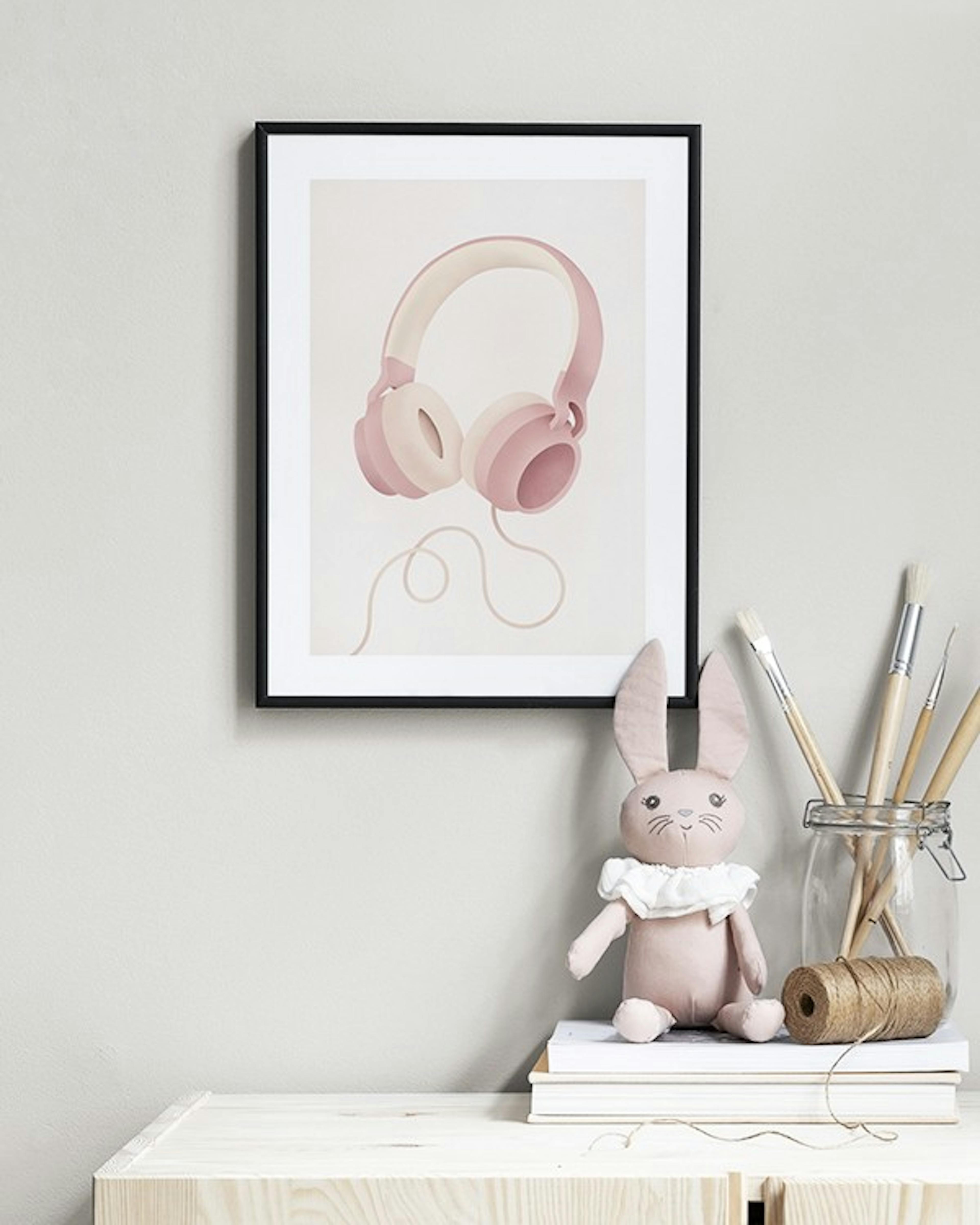 Pastel Headphones Poster