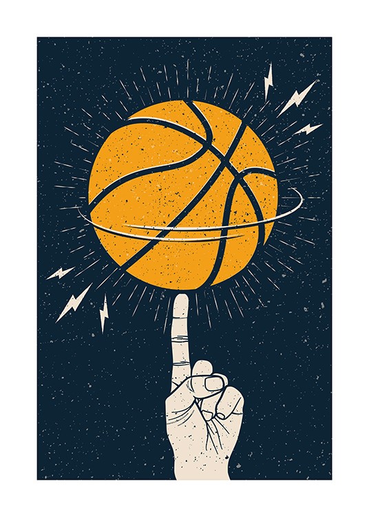 Basketball Spinn Affiche - Ballon de basket tournant 