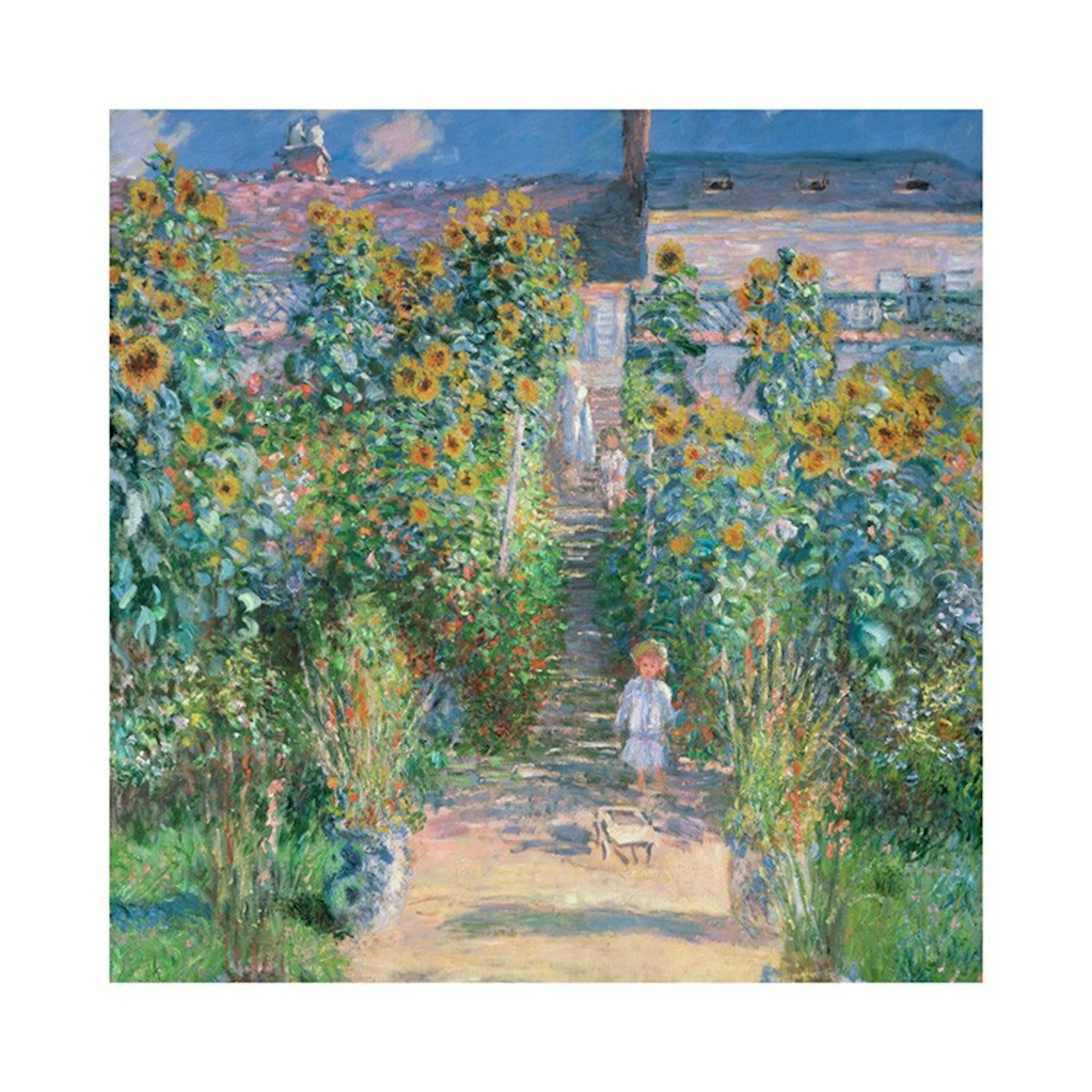 Monet - The Artist's Garden at Vétheuil Square Print