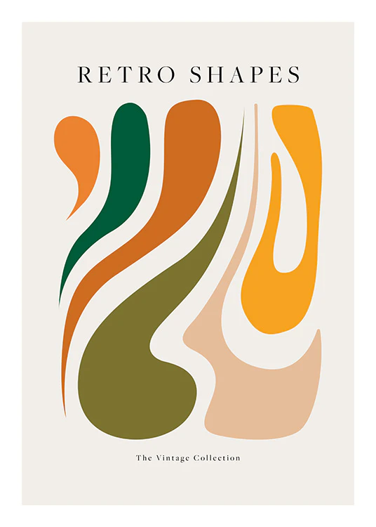 Retro Shapes No1 Poster - Naranja y rosa - desenio.es