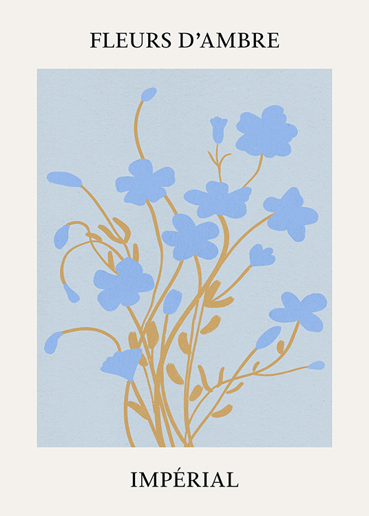 Fleurs Plakat blå blomster - desenio.dk