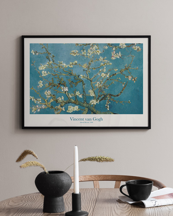 Gogh - Almond Blossom Poster White flowers blue - desenio.com