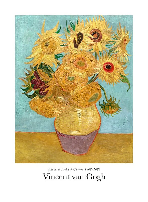 Van Gogh - Vase with Twelve Sunflowers Affiche (30x40 cm) - Van Gogh Affiche