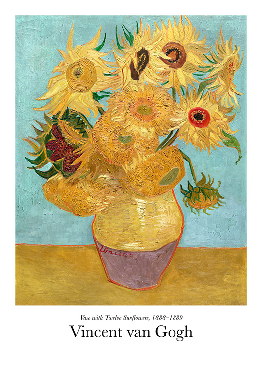 Vincent Van Gogh Vase With Twelve Sunflowers 1888 Art Print Poster 24x36 inch 