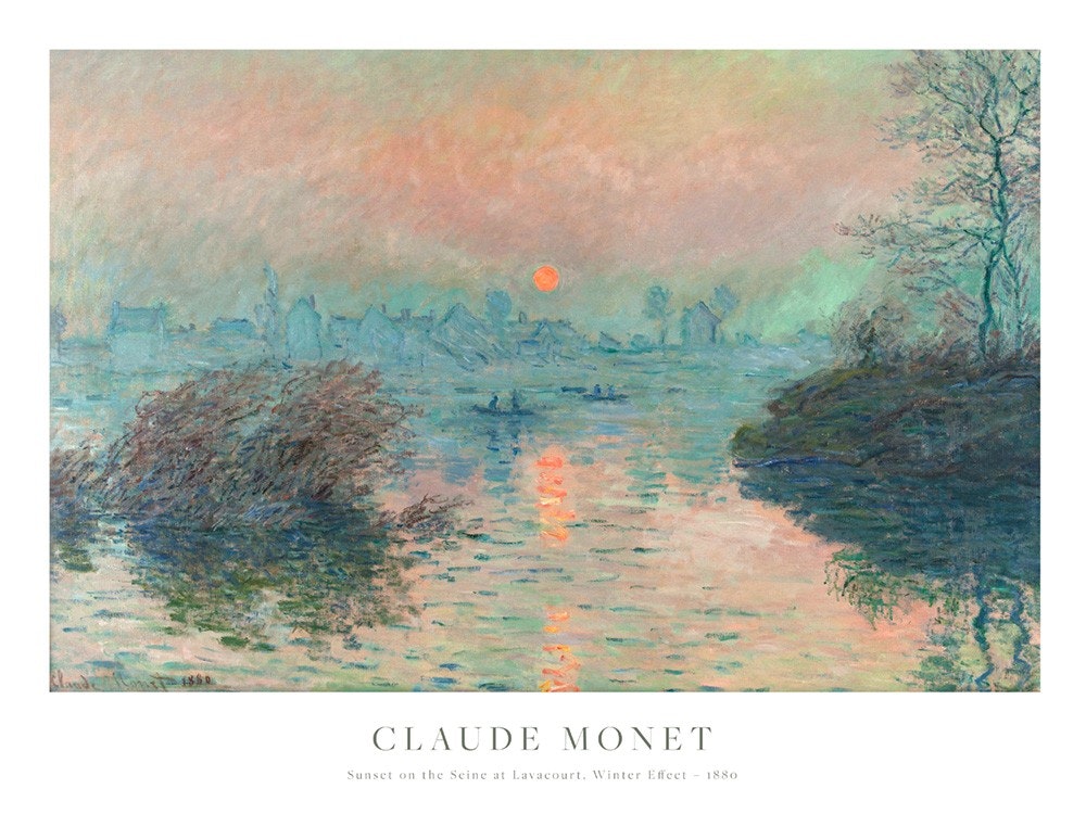 Monet - Sunset on the Seine at Lavacourt, Winter Effect Poster 0