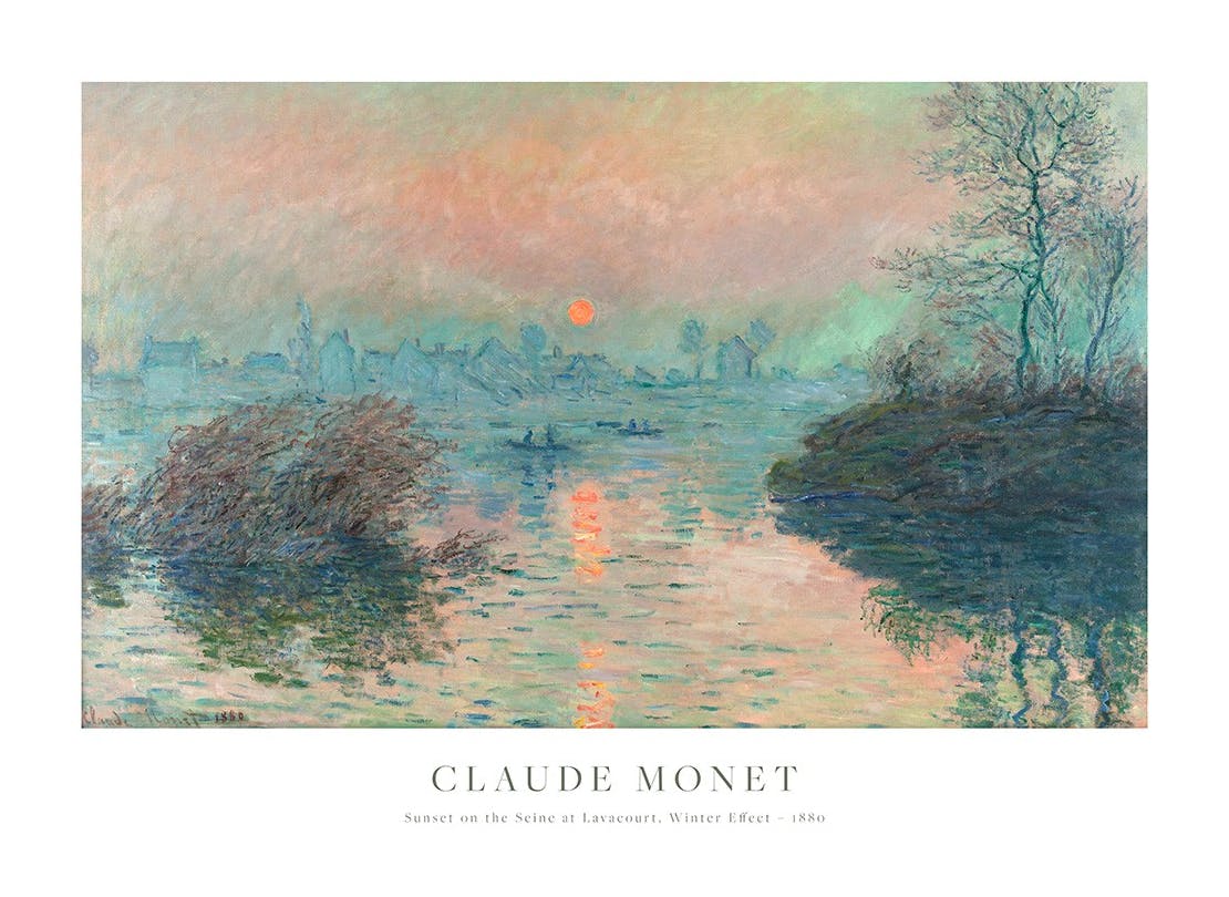 Monet - Sunset on the Seine at Lavacourt, Winter Effect Affiche (40x50 cm) - Monet Affiche