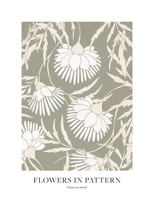 Flowers in Pattern Plakat (21x30 cm) - Plakater > Botaniske plakater > Blomsterplakater