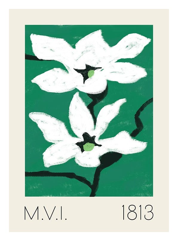 Green Floral No1 Affiche (21x30 cm) - Affiches de peintures