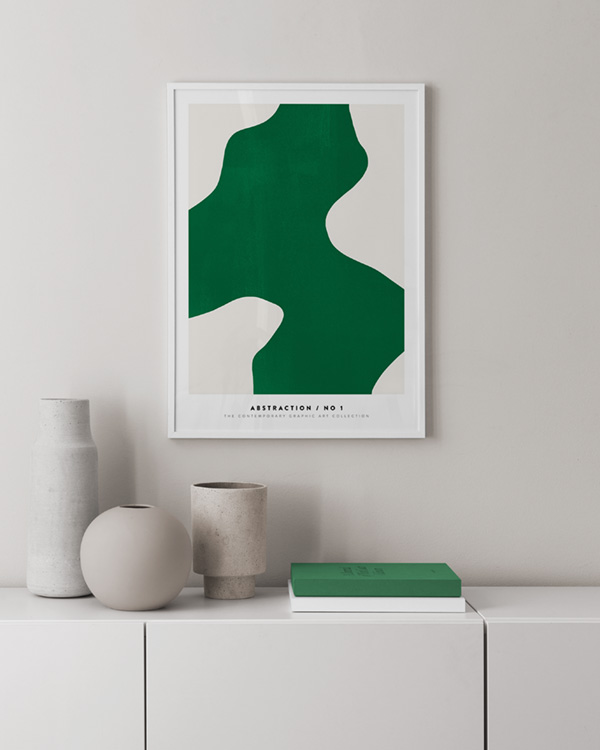 Shape Plakat Abstrakt grøn form - desenio.dk