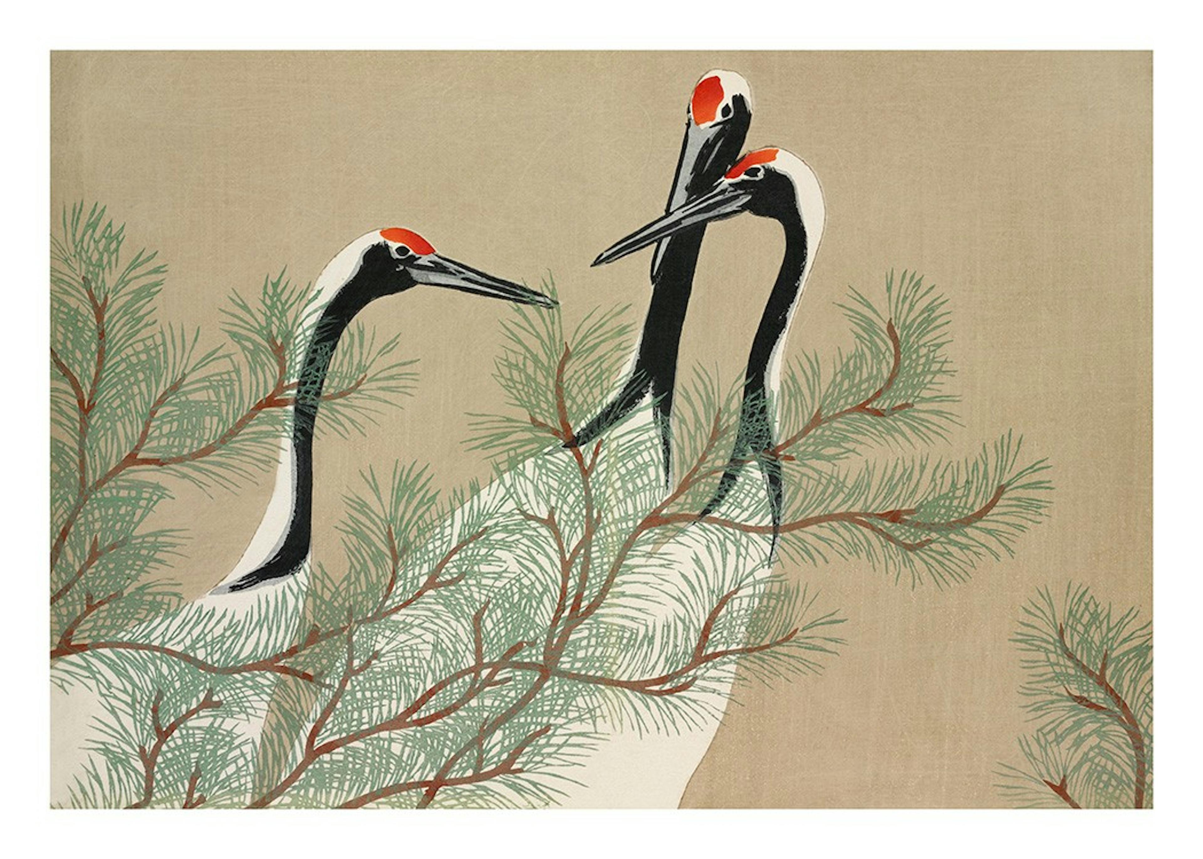 Kamisaka Sekka - Cranes from Momoyogusa Affiche 0