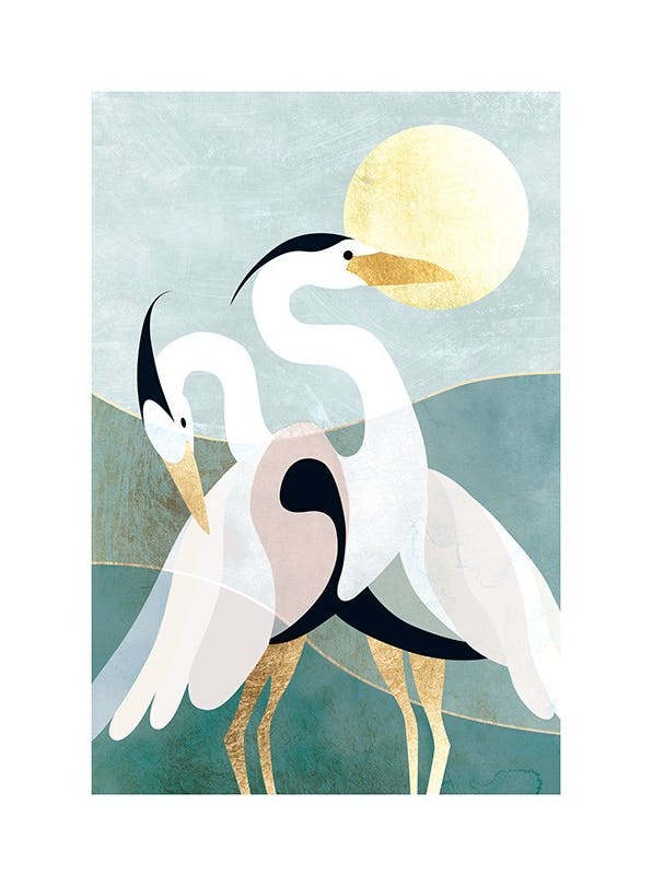 Graphic Herons Plakat (50x70 cm)-Plakaty