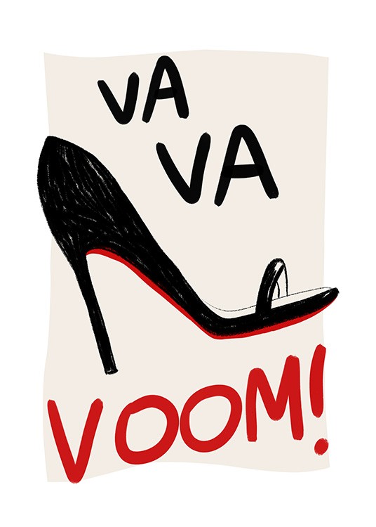 Va Va Voom Poster - Black shoe on beige 