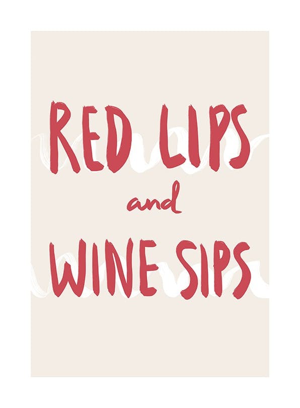 Red Lips and Wine Sips Plakat (30x40 cm)- Plakaty typograficzne
