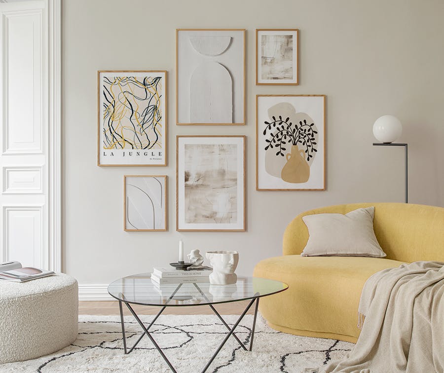 Yellow Abstract gallery wall