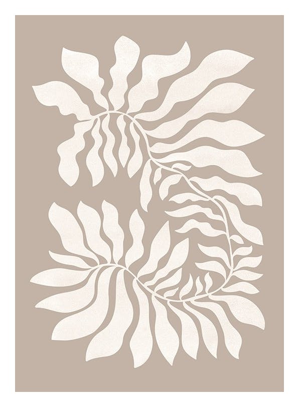Beige Graphic Plant Affiche (50x70 cm) - Tableaux de plantes