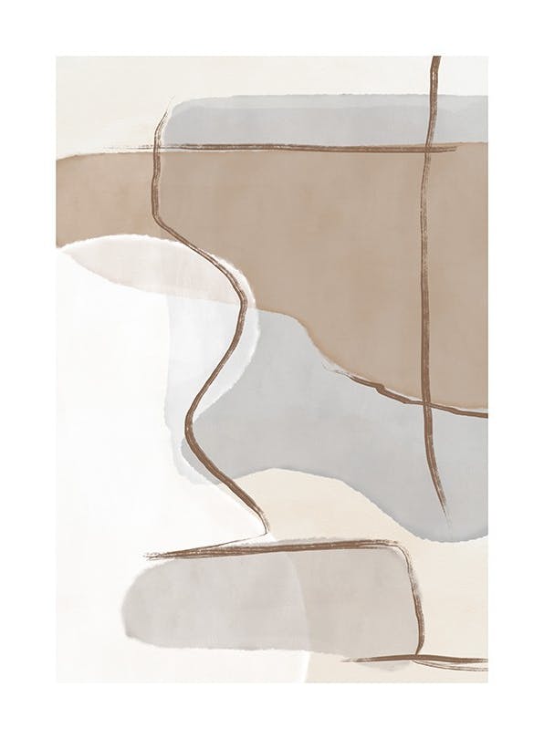 Beige And Blue Abstract No1 Plakat (70x100 cm)- Sztuka abstrakcyjna
