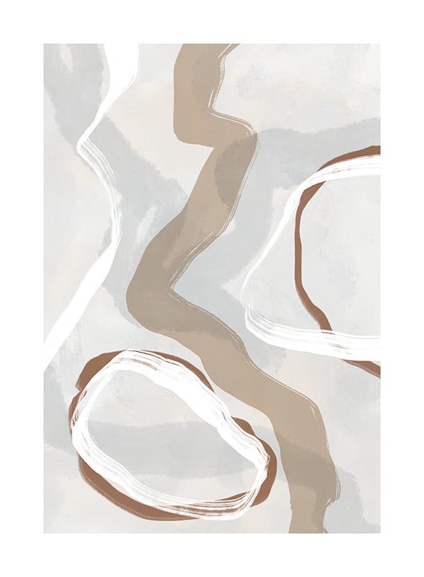 Beige And Blue Abstract No2 Plakat (30x40 cm)- Sztuka abstrakcyjna