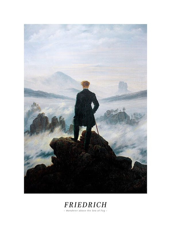 Caspar David Friedrich - Wanderer above the Sea of Fog Plakat (50x70 cm)- Obrazy sławnych malarzy