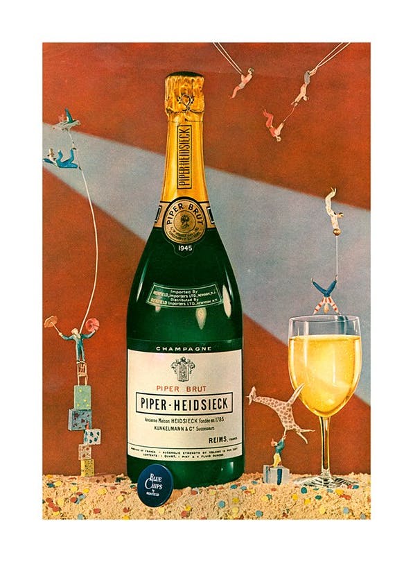 Vintage Champagne Plakat (30x40 cm)- Wino i koktajle