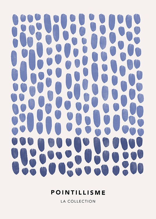 Dots in Blue No1 Poster - illustrated blue dots
