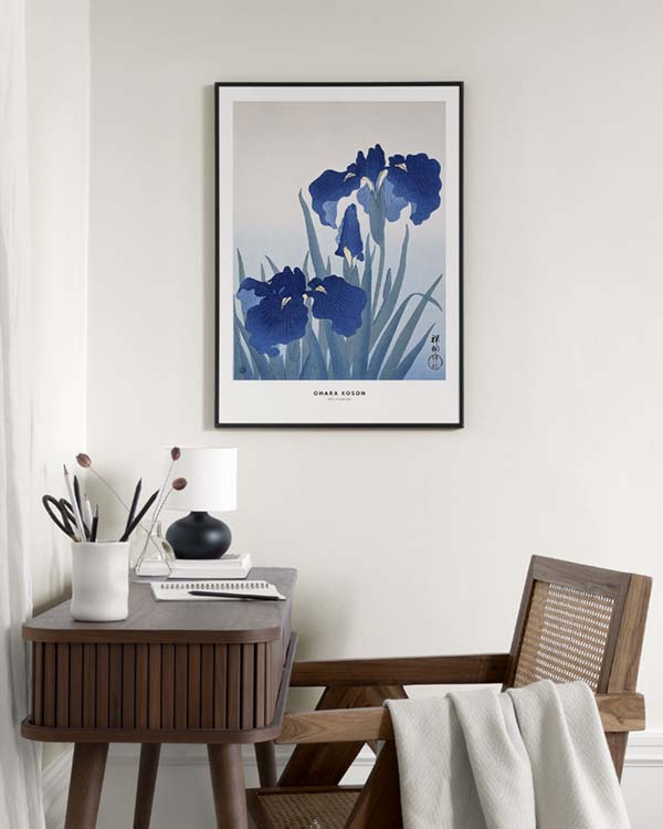 Ohara Koson - Iris Flowers Poster - Blue Iris flowers -