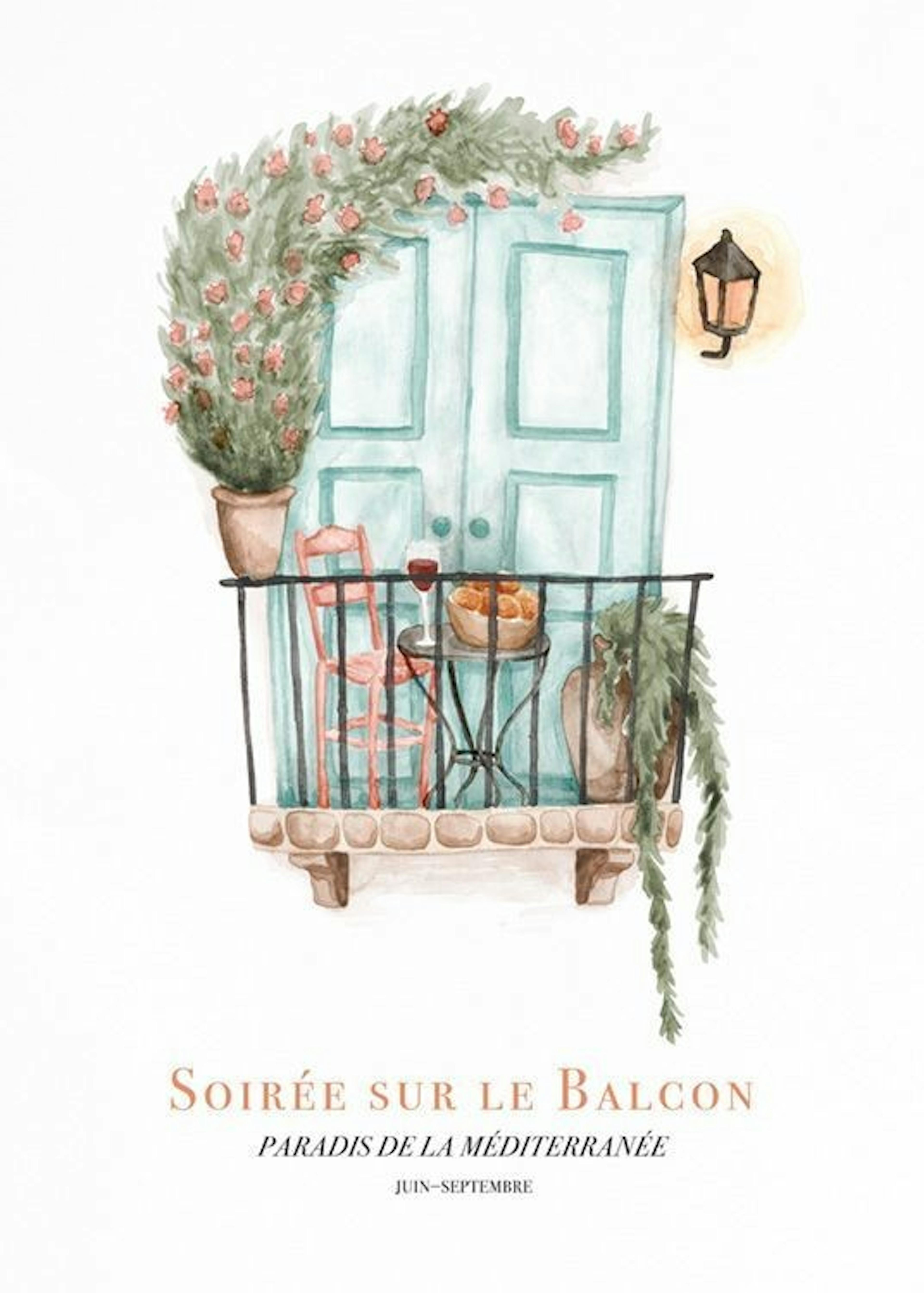 Watercolor Balcony Poster 0