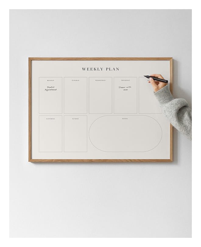 Väggkalender Weekly Planner Beige Poster (50x70 cm)