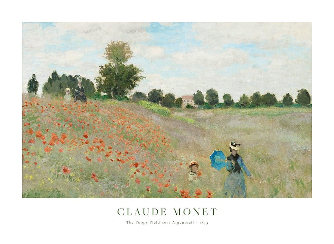Monet - The Poppy Field near Argenteuil Poster (50x70 cm)
