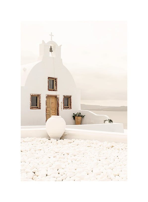 White Church Santorini Poster (50x70 cm) - Architectuur