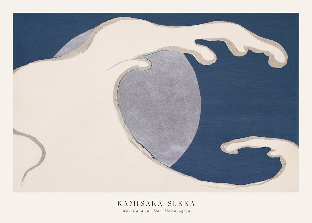 Kamisaka Sekka - Waves and sun from Momoyogusa Plakat 0