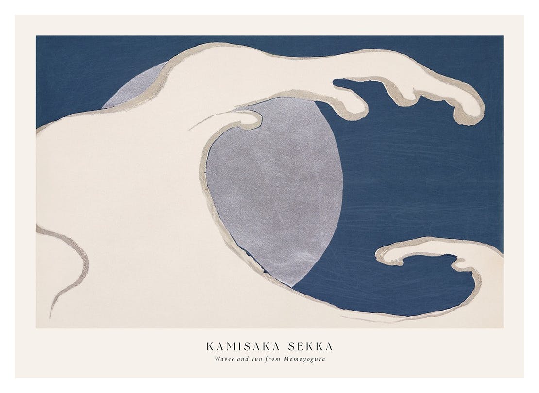 Kamisaka Sekka - Waves and sun from Momoyogusa Print (50x70 cm)
