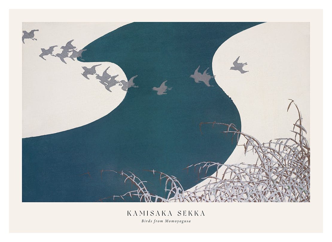 Kamisaka Sekka - Birds from Momoyogusa Affiche (50x70 cm)