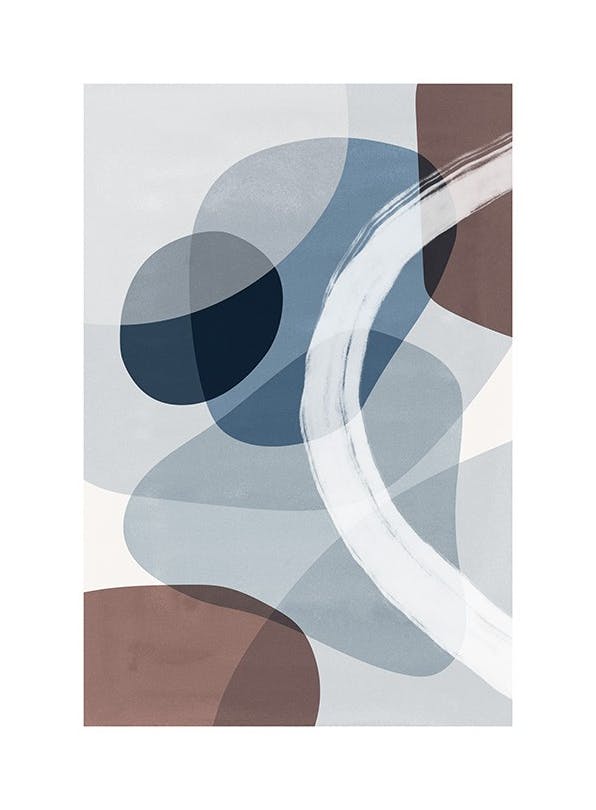 Abstract Blue Shapes No2 Plakat (21x30 cm)- Grafiki