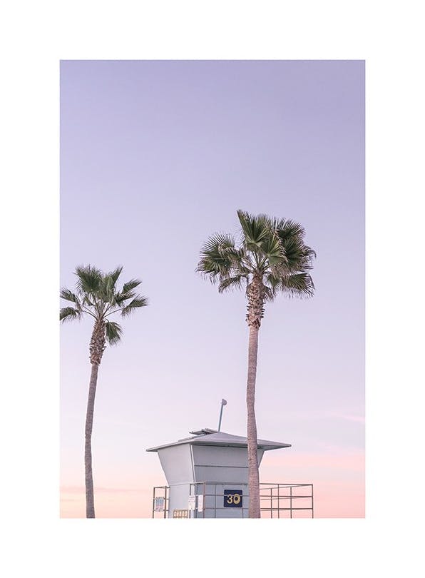 Purple Beach House Plakat (30x40 cm)- Plakaty z palmami