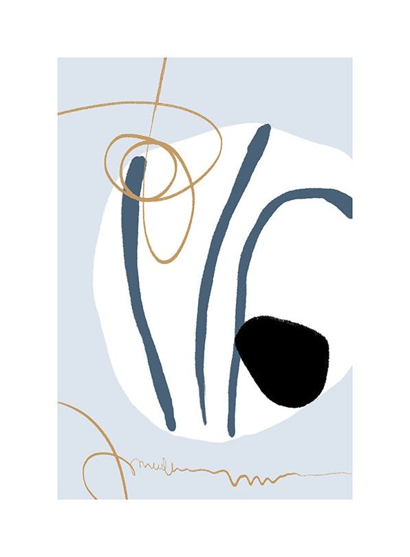 Prints - Abstract Blue Stripes No1 Print (30x40 cm) - Abstract art prints