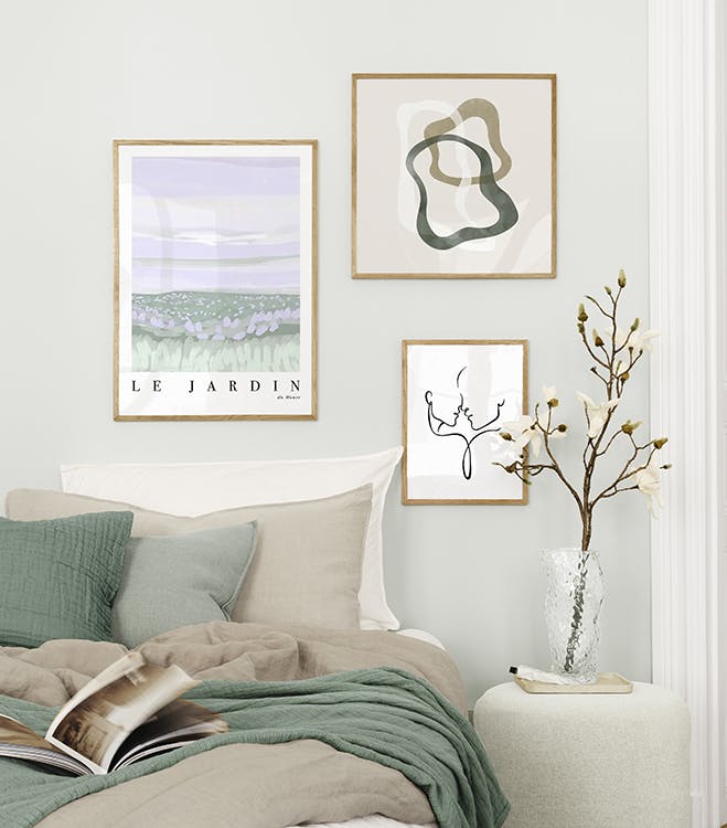 Pastel green gallery wall