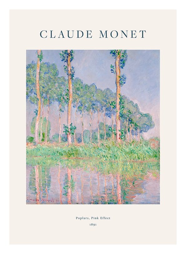 Monet - Poplars, Pink Effect Poster (21x30 cm) - Monet Poster