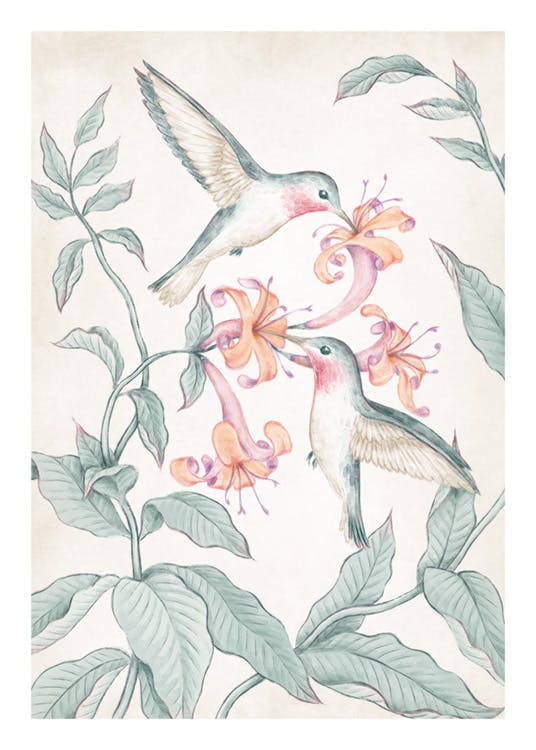 Hummingbirds Painting 포스터 0