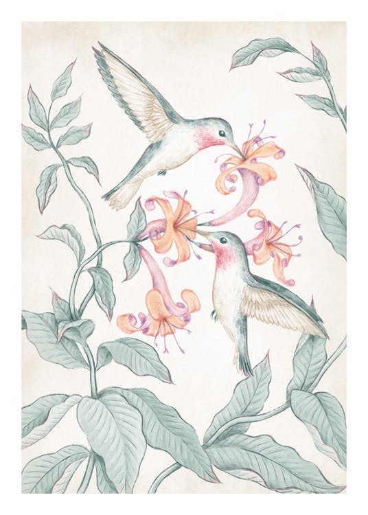 Hummingbirds Painting 포스터 0