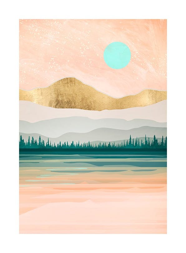 SpaceFrog Designs - Spring Forest Lake Affiche (30x40 cm) - SpaceFrog Designs