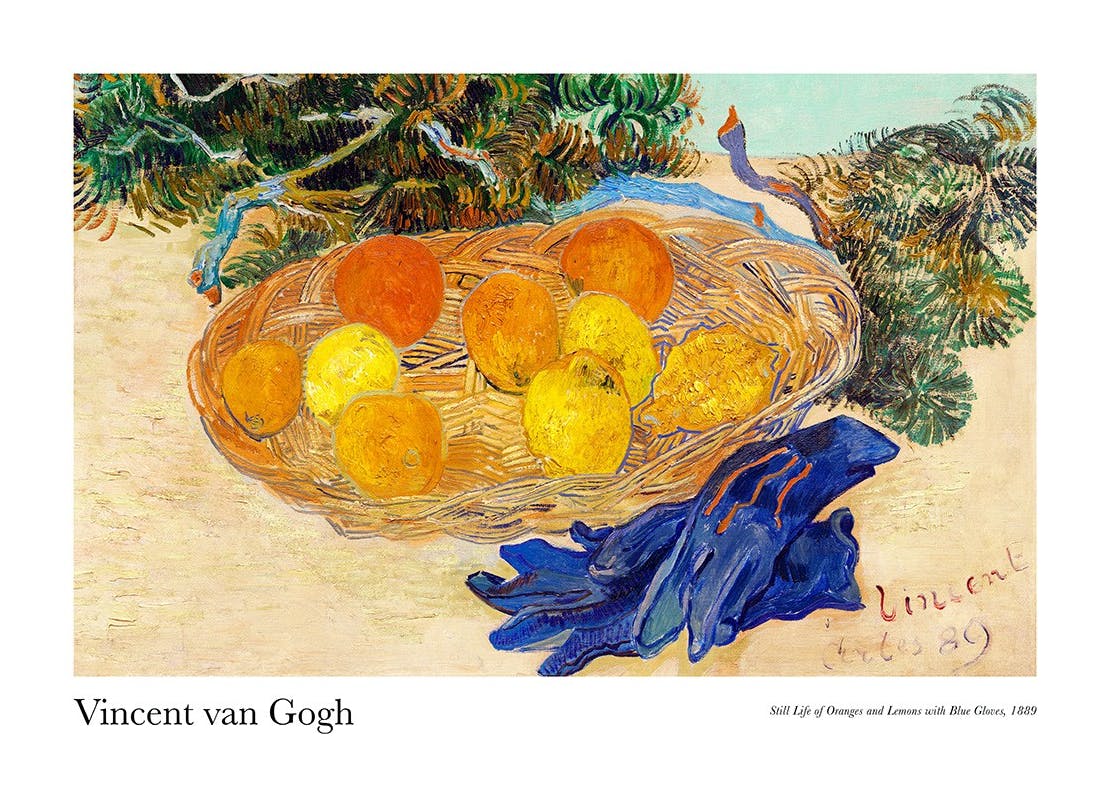Prints - Van Gogh - Still Life of Oranges and Lemons with Blue Gloves Print (30x40 cm) - Van Gogh Prints