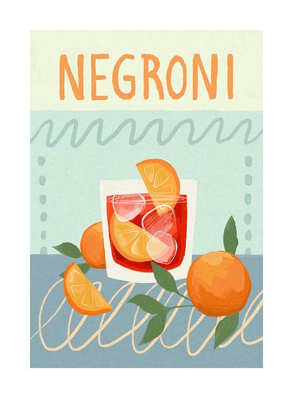 Prints - Negroni Cocktail Print (30x40 cm) - Wine and cocktails posters