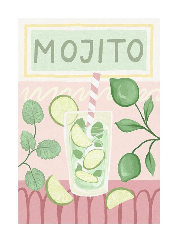 Mojito Cocktail Affiche (30x40 cm) - Affiches de vins & cocktails