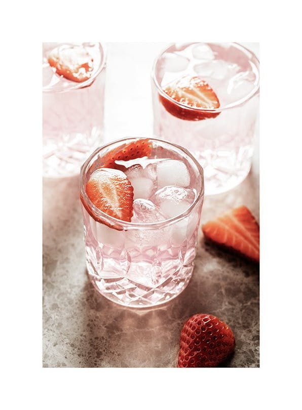 Prints - Strawberry Drink Print (50x70 cm) - Wine and cocktails posters